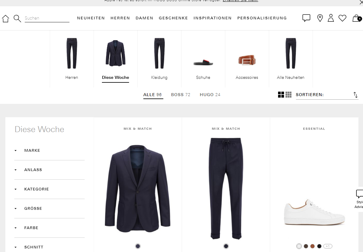 покупка Hugo boss в Германии