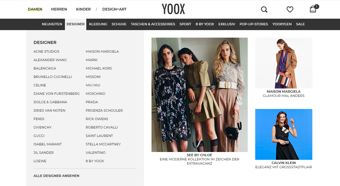 покупка Yoox в Германии